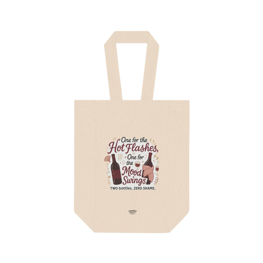 Double Wine Tote – One for the Hot Flashes, One for the Mood Swings, Gift for Wine Lovers