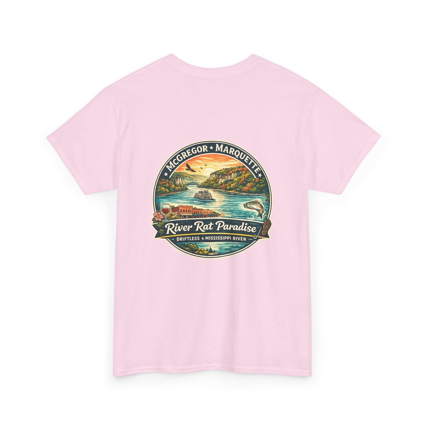 River Rat Paradise T-Shirt — Vintage River Fishing Graphic Tee Design on the back