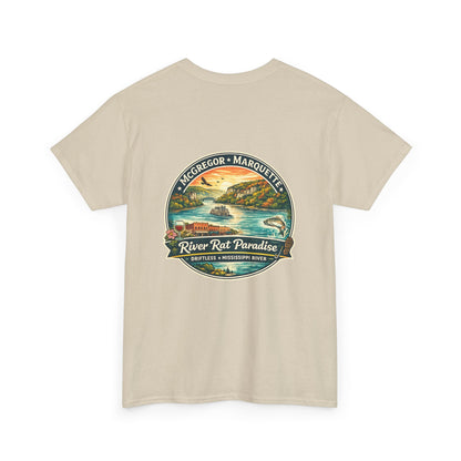 River Rat Paradise T-Shirt — Vintage River Fishing Graphic Tee Design on the back