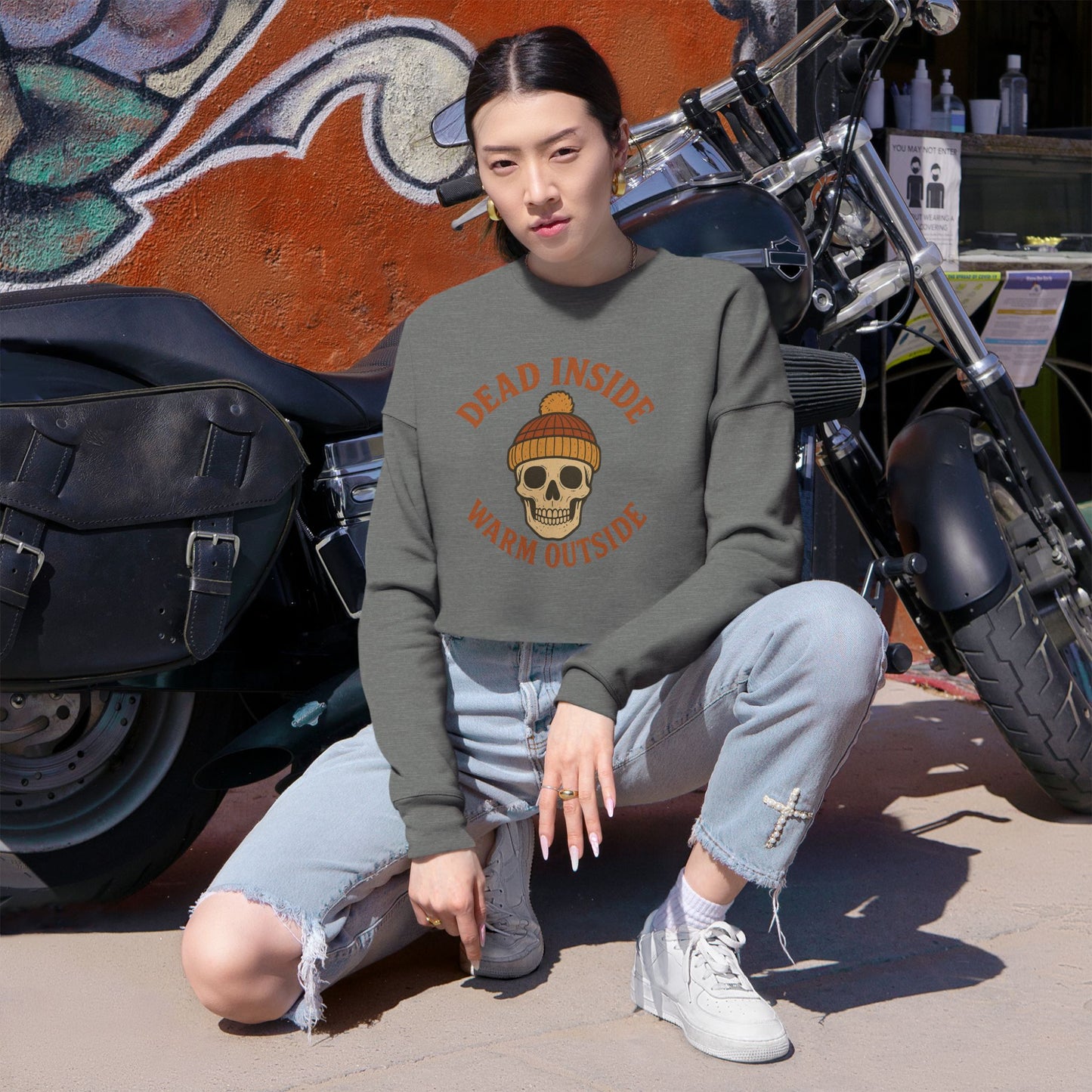Dead Inside, Warm Outside – Women’s Cropped Sweatshirt
