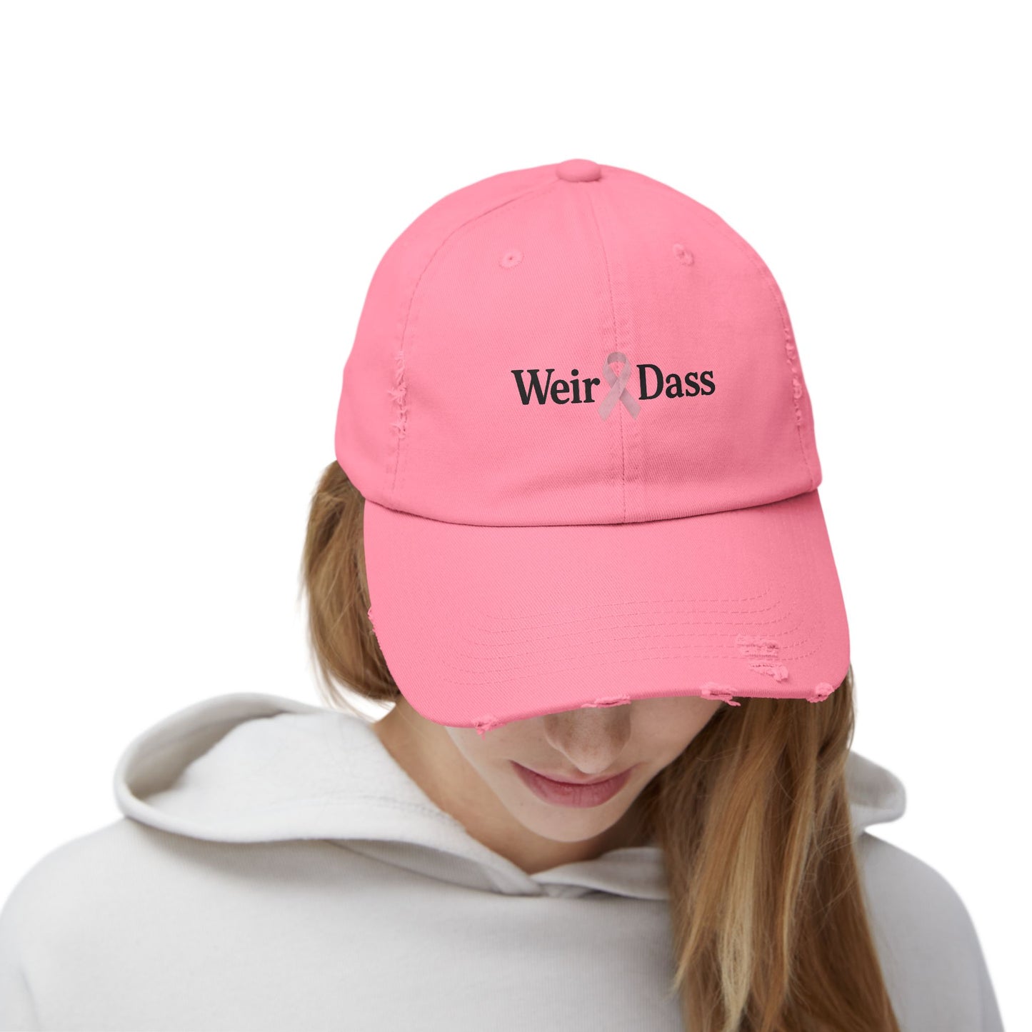 Unisex Pink Distressed Cap