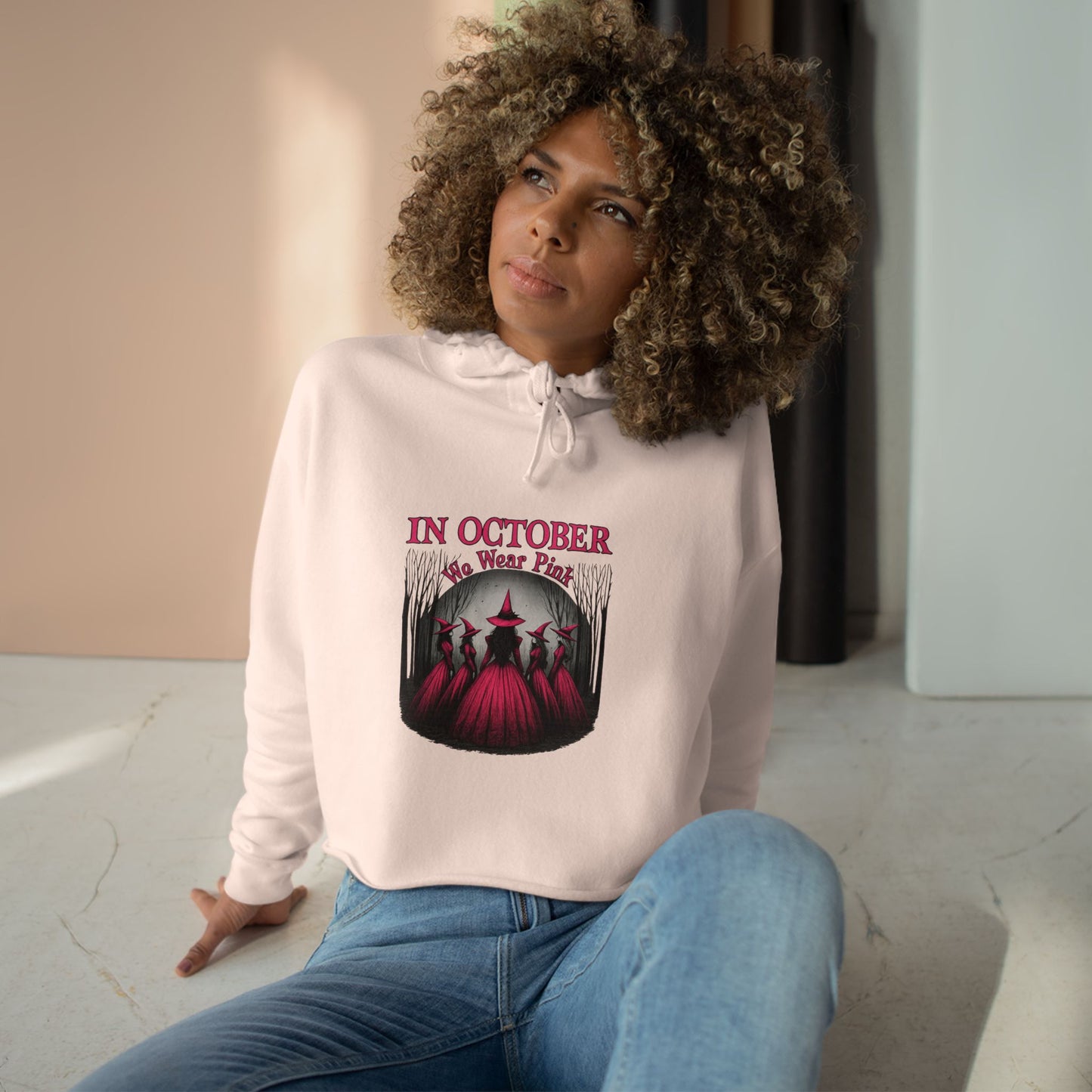 🎀🎃 October Vibes Crop Hoodie – Spooky Season Meets Strong AF 👻💪