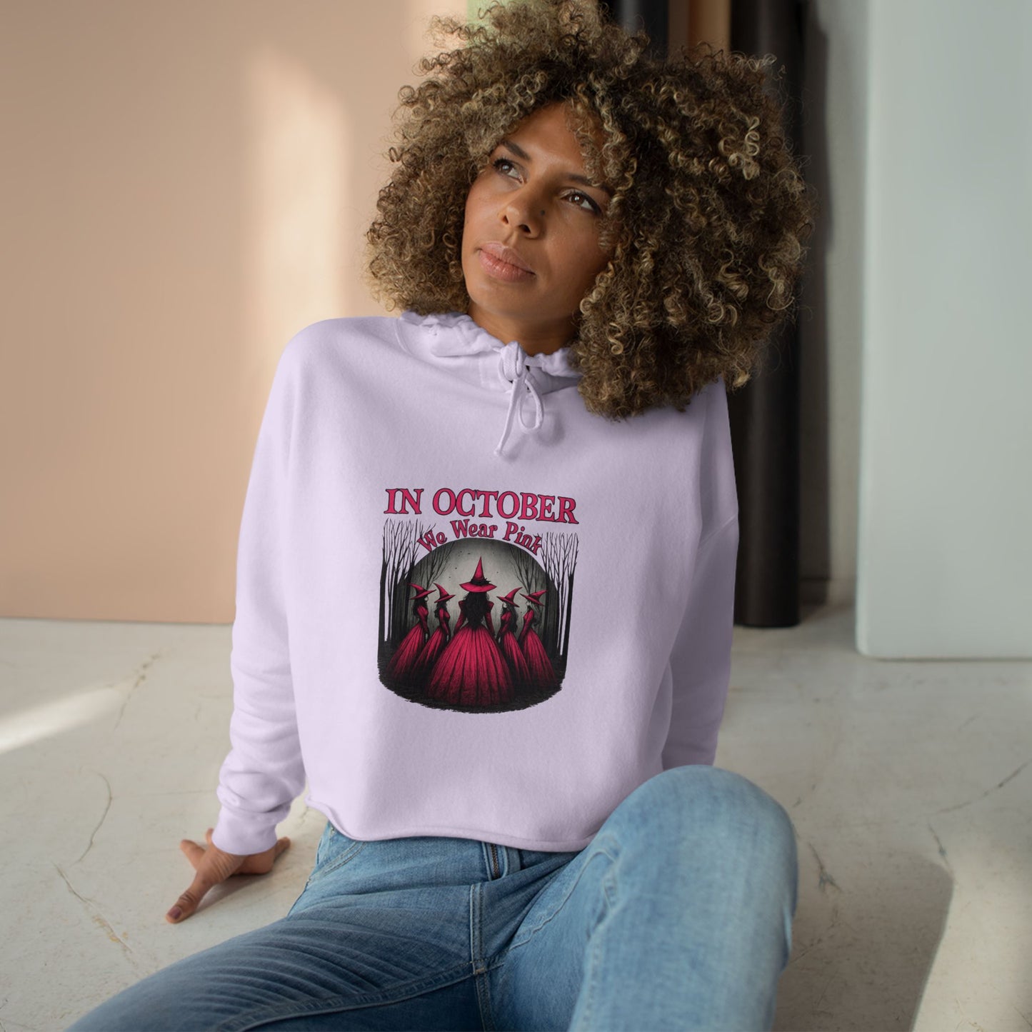 🎀🎃 October Vibes Crop Hoodie – Spooky Season Meets Strong AF 👻💪